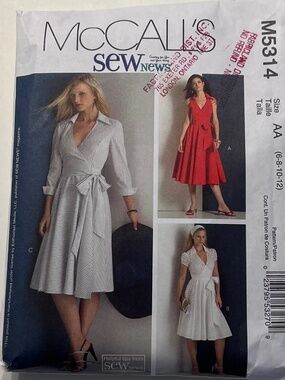 McCall’s 5314 Wrap Dress Pattern Three Design Options Out-of-Print 6-12